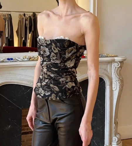 Hit Color Spliced Lace Up Slimming Vests For Women Strapless Sleeveless Tunic Temperament Vests Female Fashion New