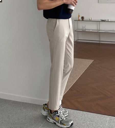 Men's Suit Pants New Spring Nine Point Slim Fit Korean Formal Handsome Casual Simple Solid Color Trend Trousers 9W1434