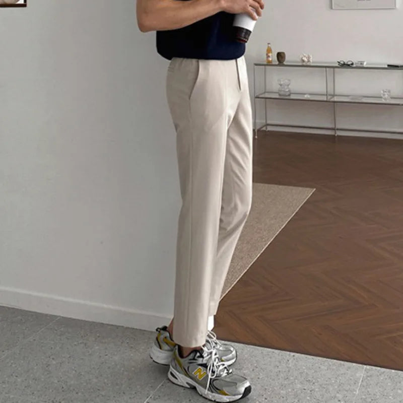 Men's Suit Pants New Spring Nine Point Slim Fit Korean Formal Handsome Casual Simple Solid Color Trend Trousers 9W1434