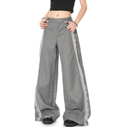 Load image into Gallery viewer, Men's Suit Pants Spliced Lace Edge Design Solid Color Simple Trendy Straight Wide Leg Stylish Male Summer Clothing 9W1961
