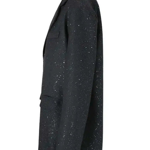 Load image into Gallery viewer, Women Black Shining Big Size Elegant Blazer New Lapel Long Sleeve Loose Fit Jacket Fashion Tide Spring Autumn 2025 CPG0664
