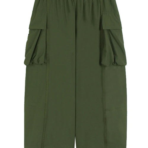 Load image into Gallery viewer, High Elastic Waist Green Pockets Spliced Long Wide Leg Pants New Trousers Women Fashion Tide Spring Autumn 2025 1DJ1321
