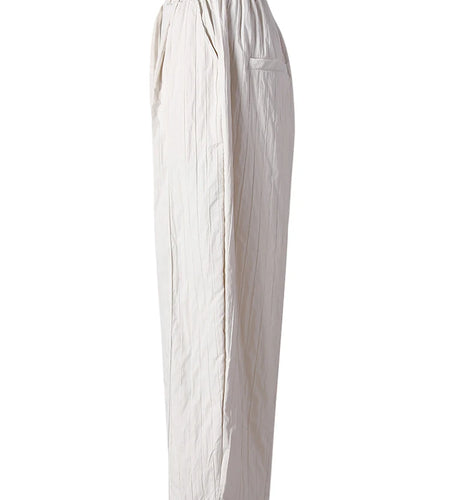 High Elastic Waist Beige Pleated Long Wide Leg Casual Pants New Trousers Women Fashion Tide Spring Autumn 2025 CPG2826