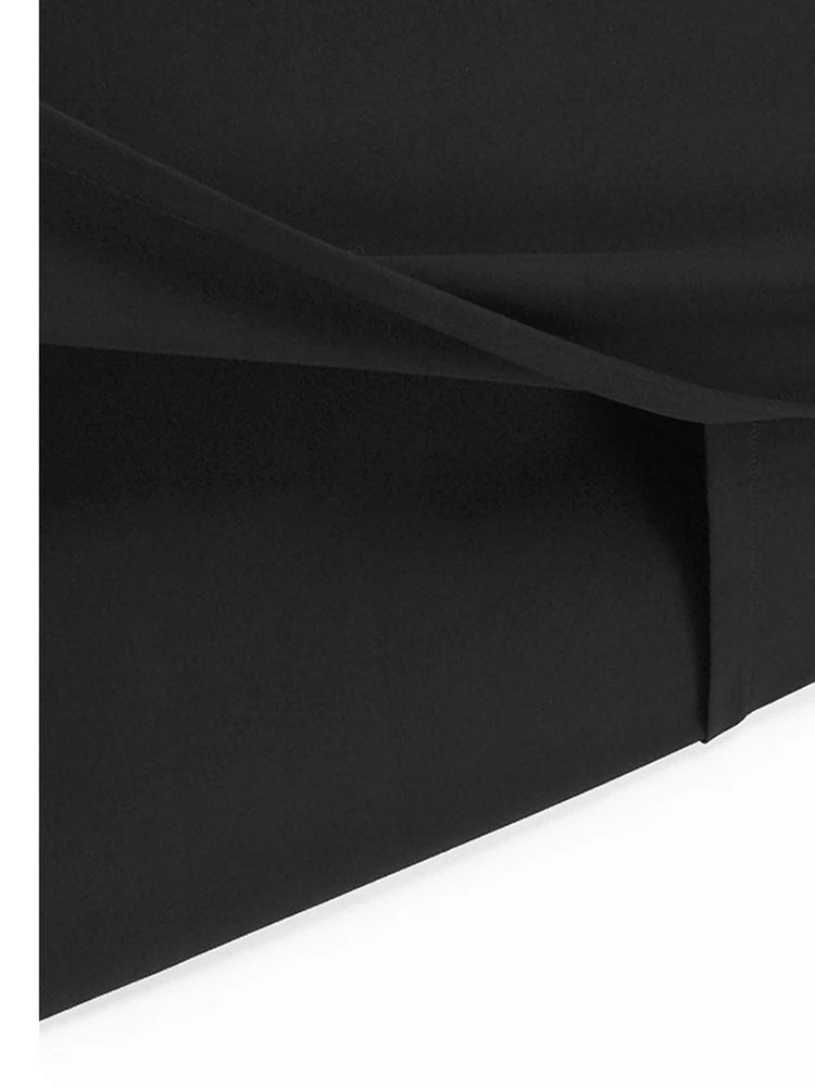 Women Black Three-dimensional Flower Big Size Midi Dress New Round Neck Short Sleeve Fashion Spring Summer 2025 1DJ1191