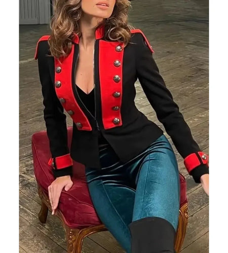 Autumn Winter British Shorts Jackets Woman 2024 Stand Collar Button-embellished Outerwears Coat clothes for women