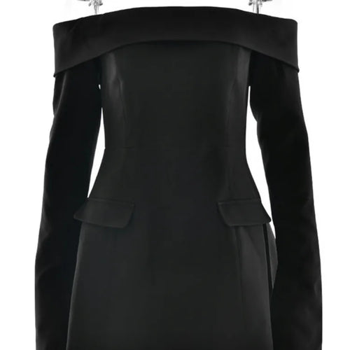 Load image into Gallery viewer, Off-shoulder Long Sleeve Sexy Mini Dress For Women Two Pocket Strapless Backless A-line Club Party Sexy Dress Elegant
