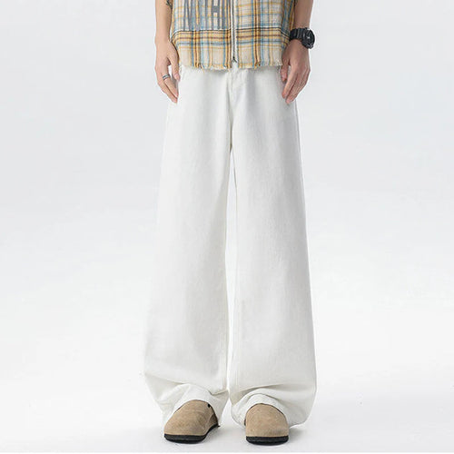 Load image into Gallery viewer, Men&#39;s Jeans New Korean Washed Tide Straight Leg Design Handsome Male Trousers Solid Color Stylish Simple Trousers 9W1644
