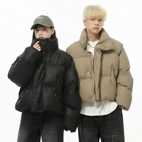 Load image into Gallery viewer, Korean Style Men&#39;s Parkas Stand Collar Thickened Soli D Color Simple Drawstring Winter Casual Short Padded Jackets 9C8970
