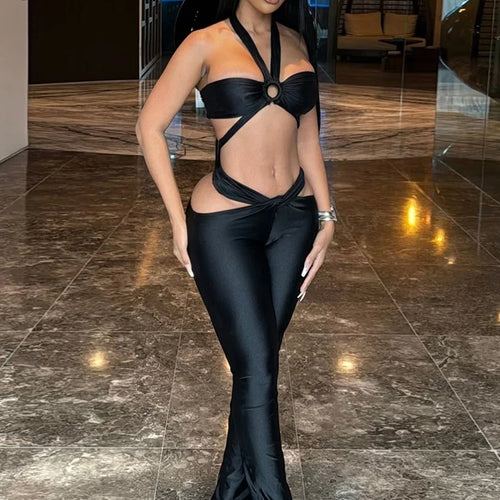 Load image into Gallery viewer, Sexy Summer Women Hipster Halter Cross Wrapped Camisole+Ruched Special Leggings Elastic Street Activity Matching Suit
