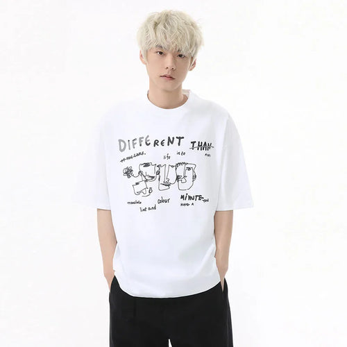 Load image into Gallery viewer, Men's T-shirts New Korean Letter Printed Design Solid Color Loose Trendy Short Sleeve Fashion Male Casual Top 9W1597

