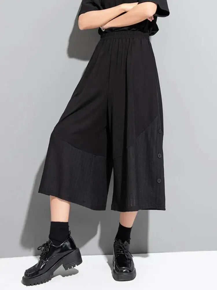 High Elastic Waist Black Striped Wide Leg Pants New Loose Fit Trousers Women Fashion Tide Spring Autumn 2025 1DF8718