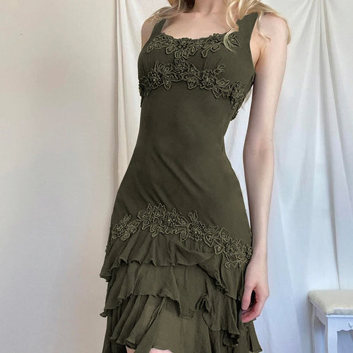 Load image into Gallery viewer, Fairycore Boho Embroidery Y2K Summer Dress Women Vintage Ruffles Irregular Party Dresses Fringe Sleeveless Chic Beach
