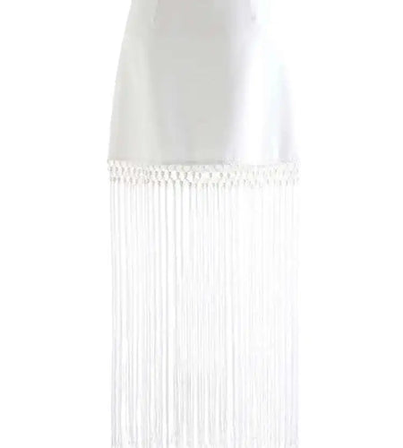 High Waist Black White Nailed Tassels Elegant A-line Half-body Skirt Women Fashion Tide New Spring Autumn 2025 1DH9909