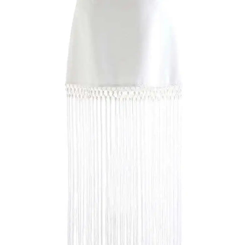 Load image into Gallery viewer, High Waist Black White Nailed Tassels Elegant A-line Half-body Skirt Women Fashion Tide New Spring Autumn 2025 1DH9909
