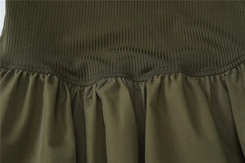 Long Sleeve Puffball Sexy Mini Dress For Women Autumn Winter New O Neck High Waist A-line Ruffled Pleated Dress