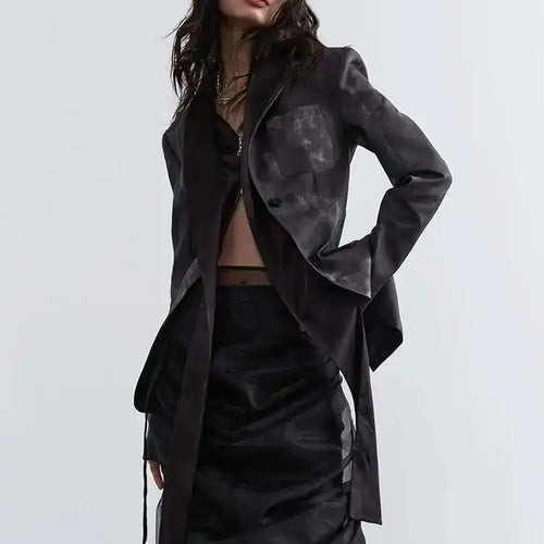 Load image into Gallery viewer, High Waist Black Pleated Mesh Irregular Long Elegant Half-body Skirt Women Fashion Tide New Spring Autumn 2025 1DH4715
