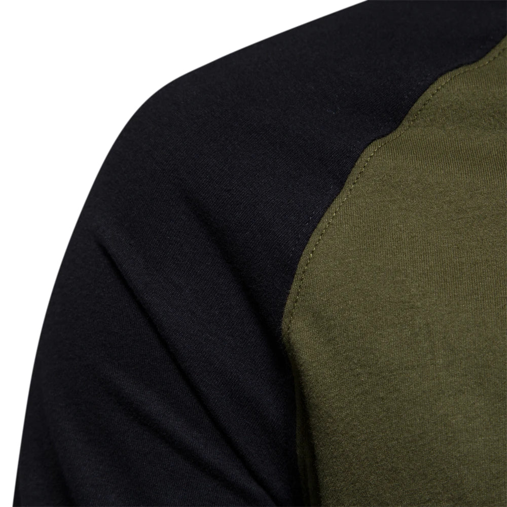 Men's T-shirts 100% Cotton Long Sleeve O-neck Pactwork Casual T shirts for Men Spring Designer Tees Men Clothing