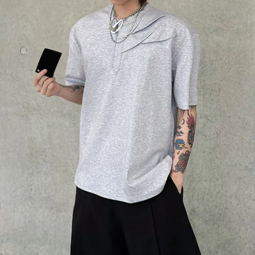 Load image into Gallery viewer, Men's Short Sleeve T-shirt New Summer Regular Round Collar Fashionable Splicing Personalized Male Pullover T-shirts 9W1748
