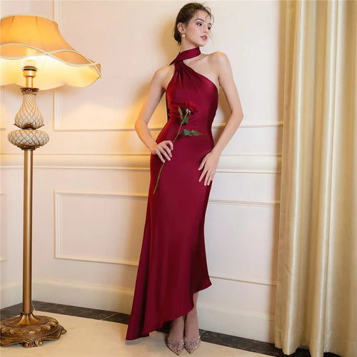 Load image into Gallery viewer, Scarf Collar Backless Sexy Maxi Dress For Women Gown Fashion Strapless Sleeveless High Waist Bodycon Club Long Dress
