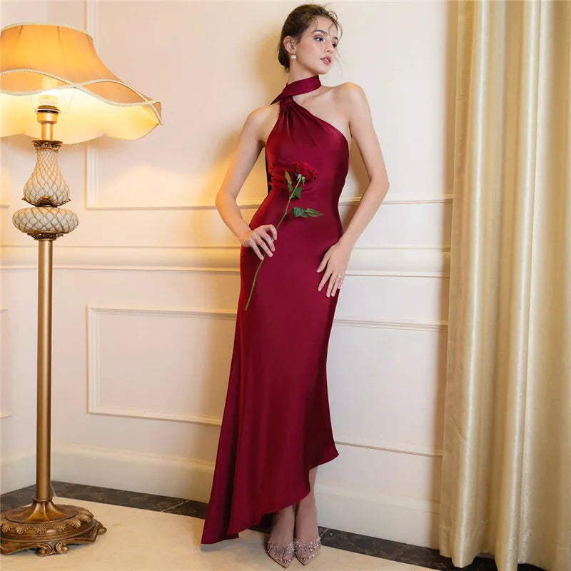 Scarf Collar Backless Sexy Maxi Dress For Women Gown Fashion Strapless Sleeveless High Waist Bodycon Club Long Dress