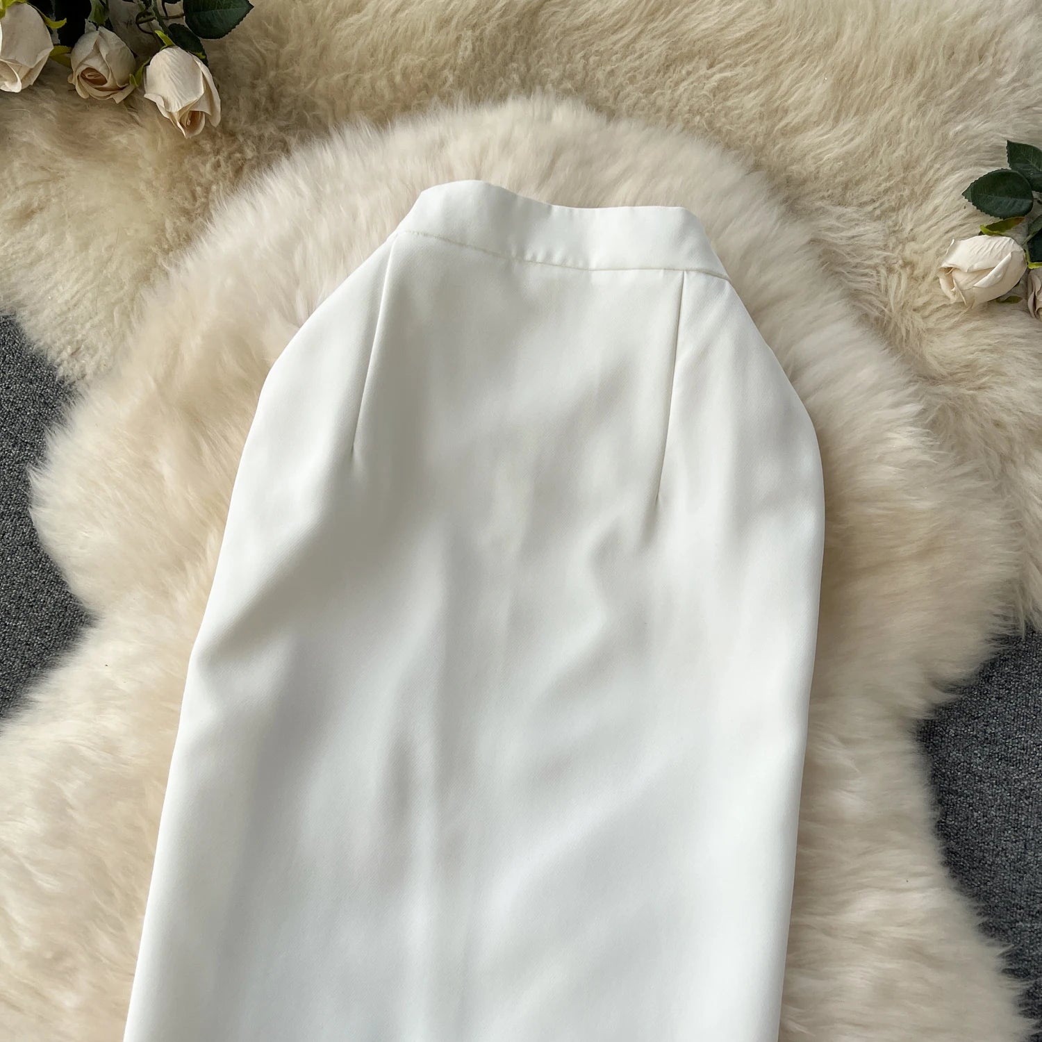 Spring Autumn Temperament Party Thick White Package Hip Midi Skirt Women Elegant High Waist Split Pencil Skirts Female Versatile