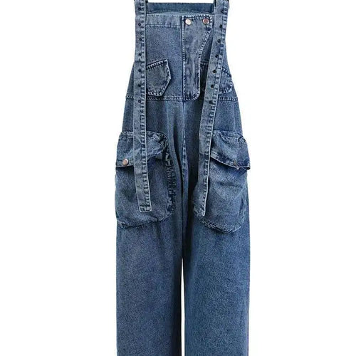 Load image into Gallery viewer, High Waist Black Pockets Denim Big Size Overalls Trousers New Loose Fit Pants Women Fashion Tide Spring Autumn 2025 1K164
