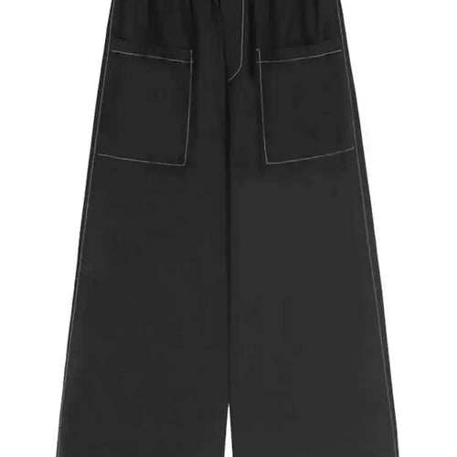 Load image into Gallery viewer, High Elastic Waist Black Blue Topstitched Long Wide Leg Pants New Trousers Women Fashion Tide Spring Autumn 2025 1DH6790
