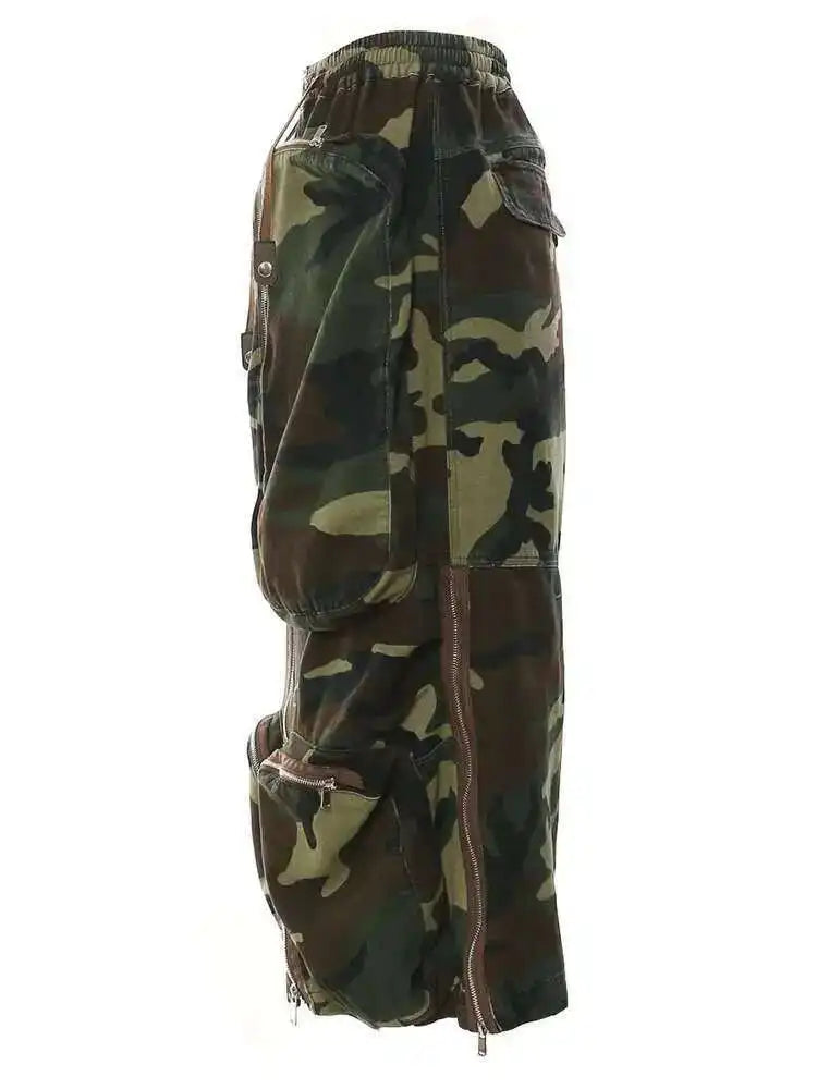 High Elastic Waist Orange Pocket Zipper Long Casual Half-body Skirt Women Fashion Tide New Spring Autumn 2025 1DE9890