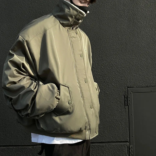 Load image into Gallery viewer, American Style Men&#39;s Cotton Padded Jackets Lamb Wool Thick Lapel Solid Color Buttons Male Coats Fashion 2024 Winter 9C8934

