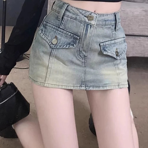 Load image into Gallery viewer, Summer Classic Washed Sexy High Waist Slim Female Mini Skirts New Fashion Distressed Simple A-line Casual Chicly Women Y2k Skirt
