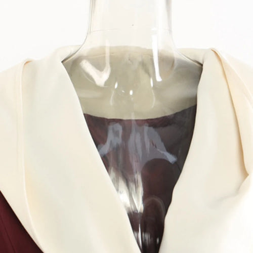 Load image into Gallery viewer, Women Wine Red Irregular Color-block Elegant Blazer New Hooded Long Sleeve Jacket Fashion Tide Spring Autumn 2025 1DH9528
