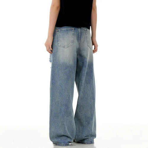 Load image into Gallery viewer, Men's Jeans Cat Whisker Ripped Deisgn Summer Hole Stylish Loose Korean Straight Wide Leg Male Casual Trousers 9W1721
