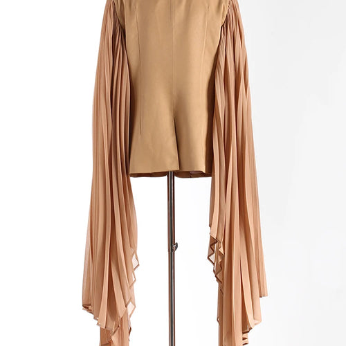 Load image into Gallery viewer, Women Khaki Pleated Irregular Elegant Blazer New Lapel Long Ruffles Sleeve Jacket Fashion Tide Spring Autumn 2025 1DH6395
