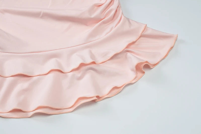 Sexy Solid Skirt Two Pieces Sets For Women Deep V-neck Neck-mounted Vest Tops And Short Skirt Sexy Two Pieces Sets