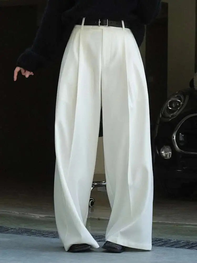 High Waist Khaki Pleated Long Wide Leg Elegant Pants New Loose Fit Trousers Women Fashion Tide Spring Autumn 2025 1DF2195