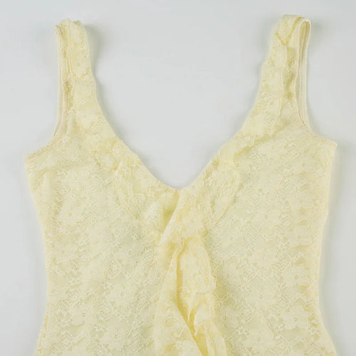 Load image into Gallery viewer, Lace Sleeveless Ruffle Sexy Mini Dress For Women Robe Elegant Deep V Neck Backless Bodycon Club Party Dress Vestido
