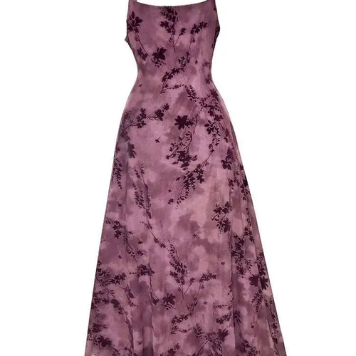 Load image into Gallery viewer, Women Brown Printed Vintage Long Spaghetti Strap Dress New Round Neck Sleeveless Fashion Tide Spring Summer 2025 1DJ0289
