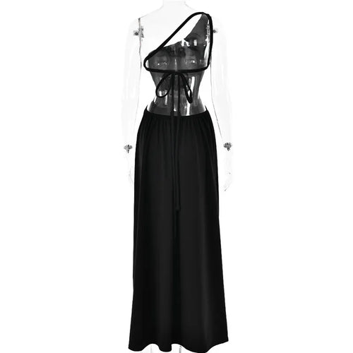 Load image into Gallery viewer, One Shoulder Diagonal Collar Backless Sexy Maxi Dress For Women Robe Fashion Off-shoulder Sleeveless High Split Dress
