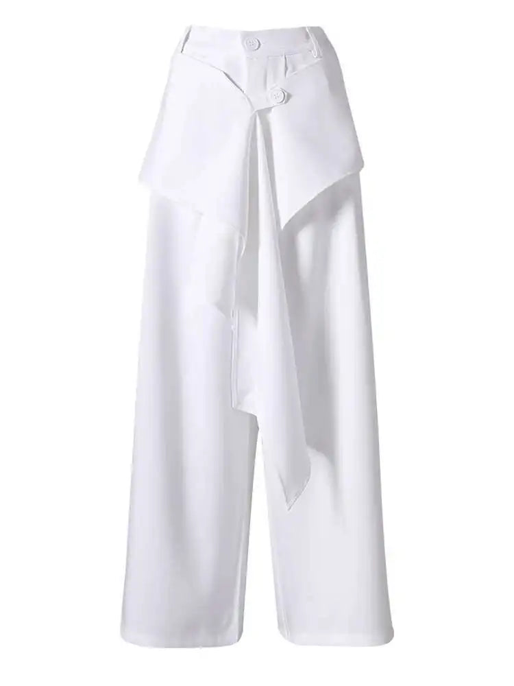 High Elastic Waist Black Irregular Spliced Long Wide Leg Pants New Trousers Women Fashion Tide Spring Autumn 2025 CPG2809