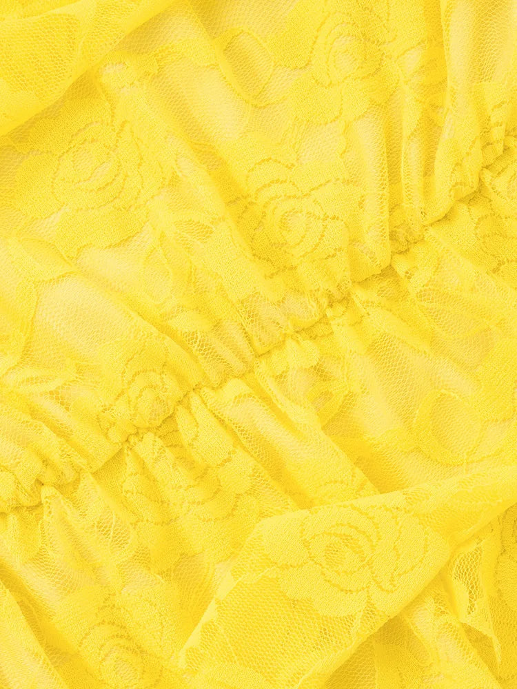 Lace Ruffle Sexy Mini Dress Women Summer New Off-shoulder Backless Sleeveless Draped Ruched  Beach Club Long Dress