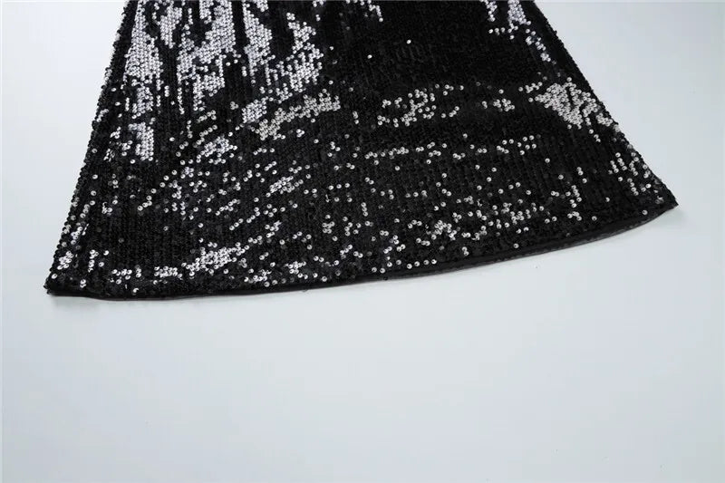 Sheer Mesh Spaghetti Strap Sexy Maxi Dress For Women Gown Glitter Sleeveless Backless High Waist Bodycon Club Dress