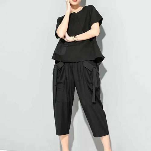 Load image into Gallery viewer, High Elastic Waist Black Pockets Pleated Harem Pants New Loose Fit Trousers Women Fashion Tide Spring Autumn 2025 1DF4720
