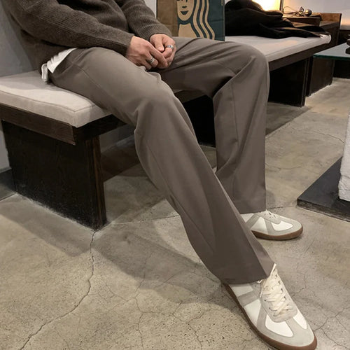 Load image into Gallery viewer, Men&#39;s Suit Pants Japanese Style Pleated Solid Color Male Straight Trousers Casual Men Wear Spring Stylish 9C4902
