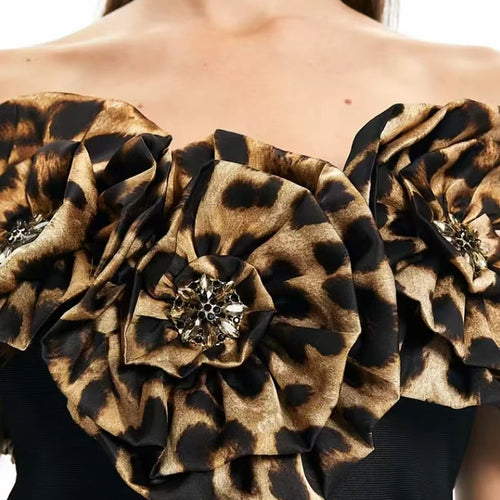 Load image into Gallery viewer, Hit Color Spliced Appliques Slimming Dresses For Womne Slash Neck Sleeveless High Waist Temperament Dress Female
