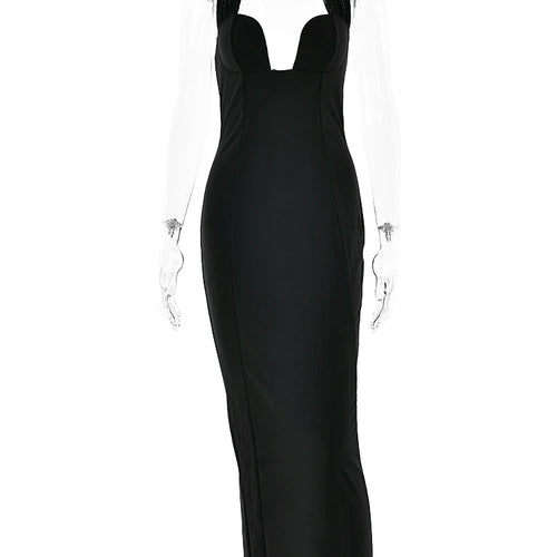 Load image into Gallery viewer, Sexy Sleeveless Mesh Patchwork Bodycon Long Dress Women's Elegant Backless Split Tight Party Club Evening Dress 2024
