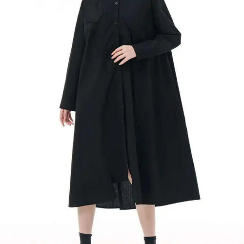 Load image into Gallery viewer, Women Purple Irregular Spliced Big Size Shirt Dress New Lapel Long Sleeve Loose Fit Fashion Spring Autumn 2025 1DH0654
