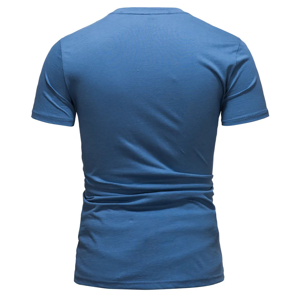 100% Cotton T-shirt for Men O-neck Patchwork Short Sleeve Men's T Shirts Slim Fit Summer Quality Men Clothing