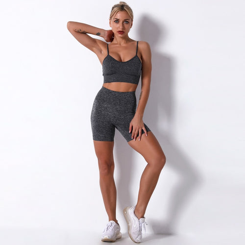 Load image into Gallery viewer, Gym Set Top Women Shorts Summer 2 Piece Outfit Seamless Sports Bra Sportswear Leggings For Fitness Yoga Set Women Clothes
