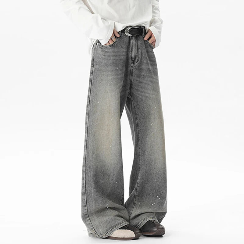 Summer New Chic Male Jeans Straight Wide Leg Men's Denim Pants 2025 Stylish Men Clothing Streetwear American Style 9W1652