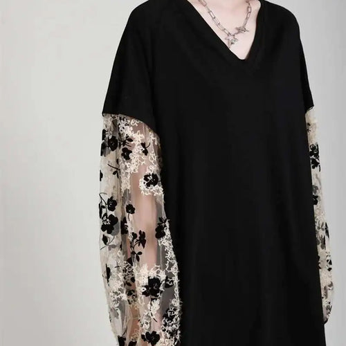 Load image into Gallery viewer, Women Pattern Printed Perspective Big Size Dress New V-Neck Long Sleeve Loose Fit Fashion Tide Spring Autumn 2025 1DE3176
